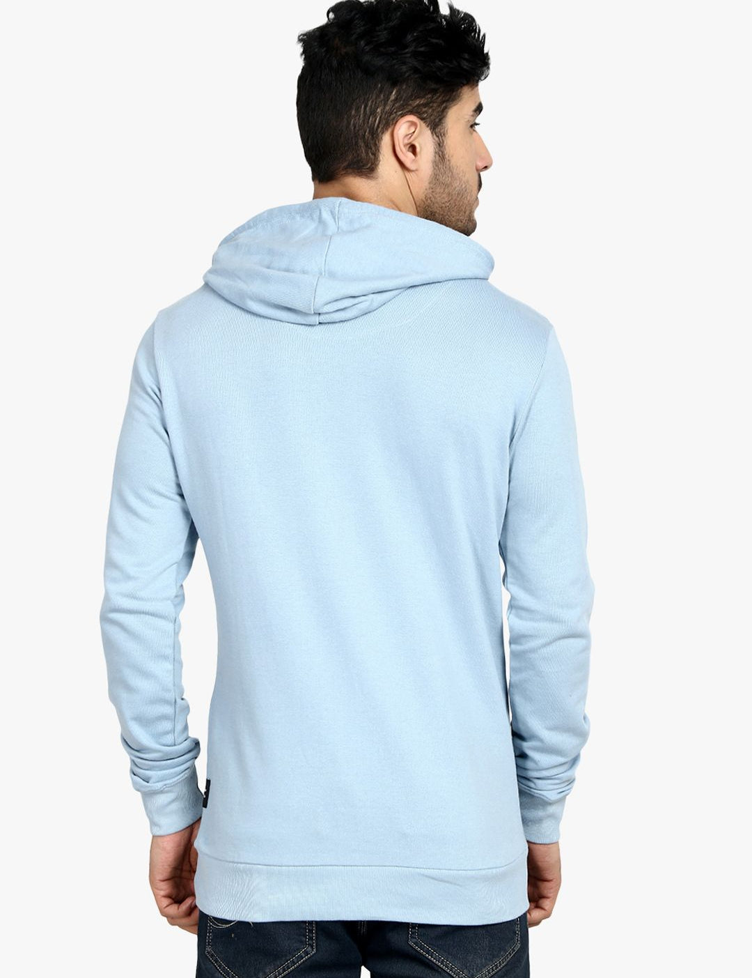 Kotty Men Blue Printed Hooded Sweatshirt