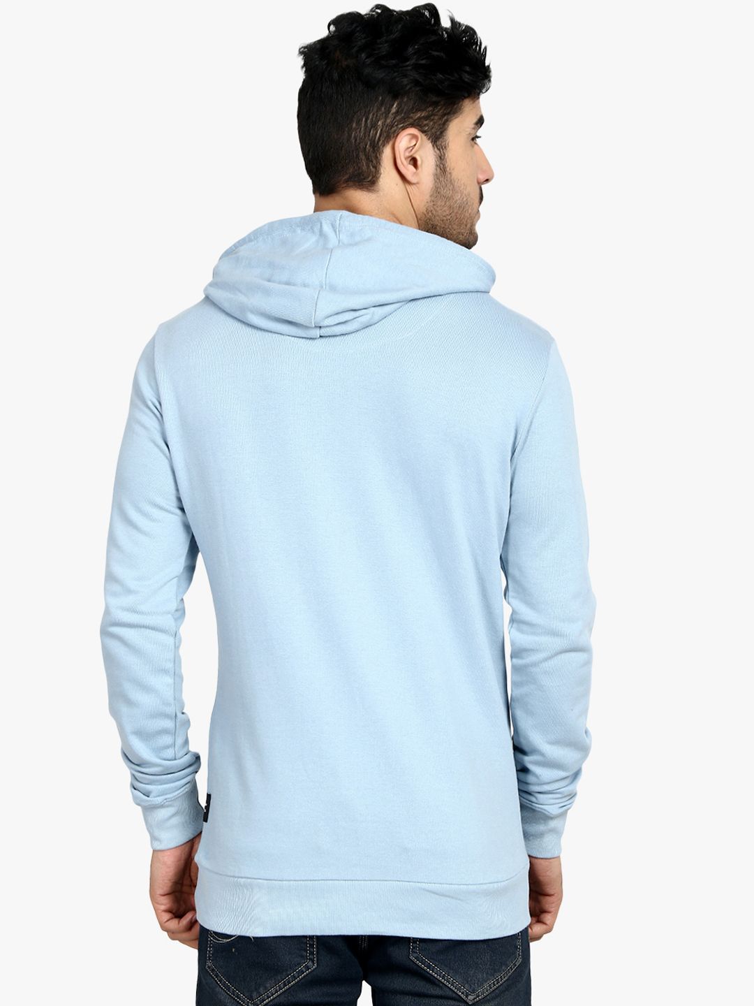 Kotty Men Blue Printed Hooded Sweatshirt