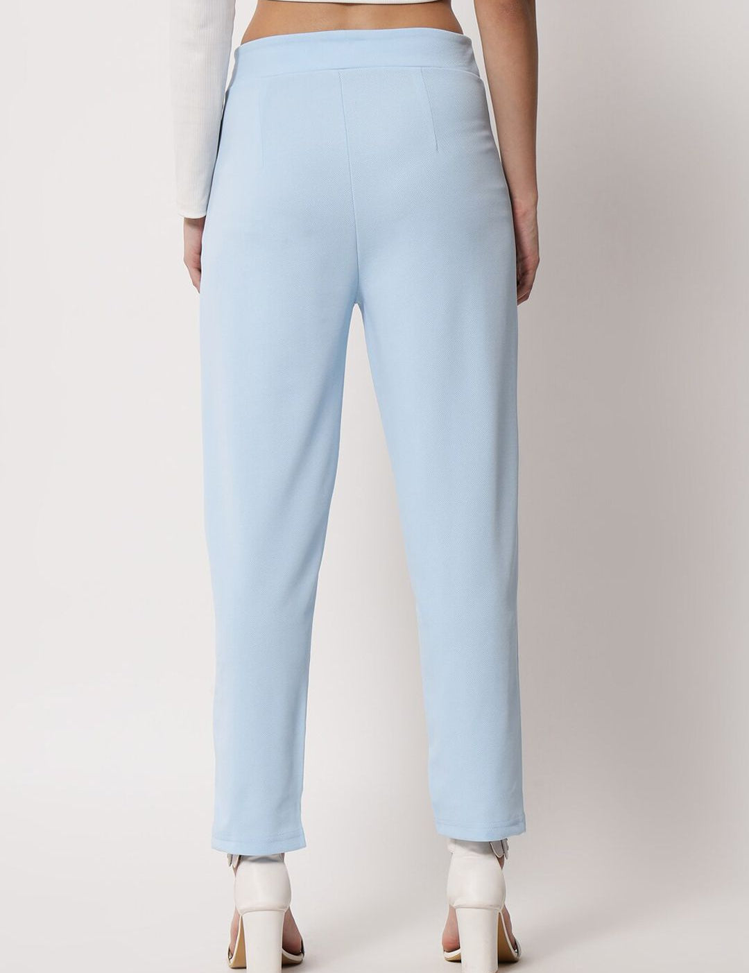 Kotty Women Blue Relaxed Straight Fit Easy Wash Trousers