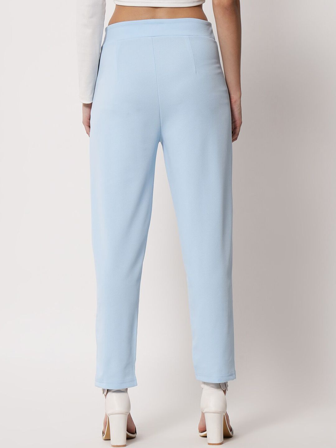 Kotty Women Blue Relaxed Straight Fit Easy Wash Trousers