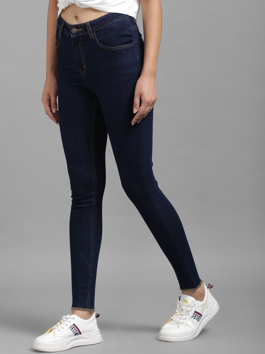Kotty Women Navy Blue Skinny Fit High-Rise Clean Look Jeans