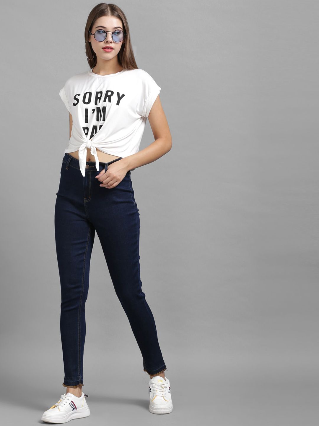 Kotty Women Navy Blue Skinny Fit High-Rise Clean Look Jeans