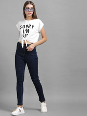 Kotty Women Navy Blue Skinny Fit High-Rise Clean Look Jeans