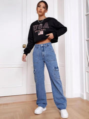 Kotty Women Blue Jean Straight Fit High-Rise Stretchable Jeans