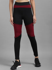 Kotty Women Maroon & Black Colourblocked Tights
