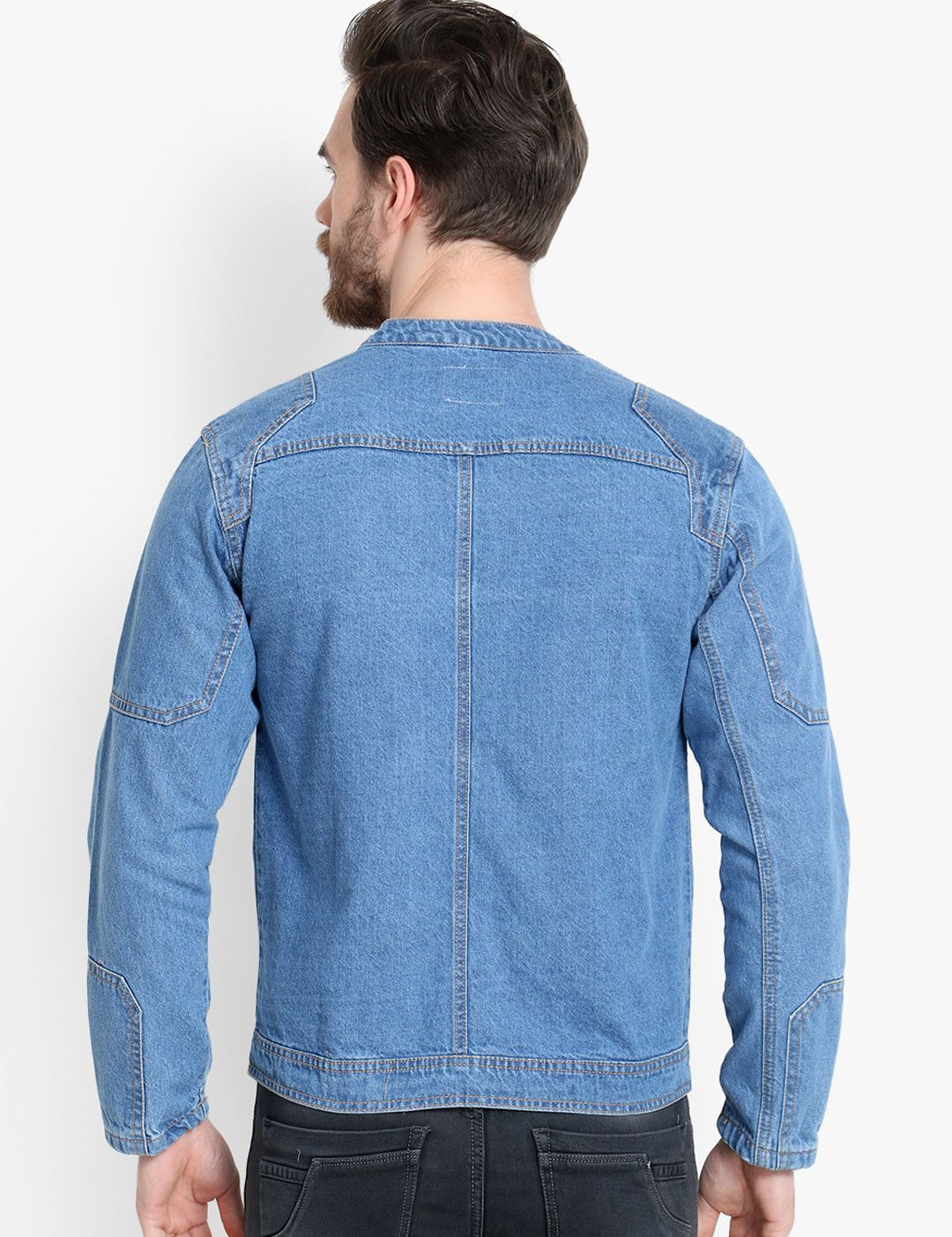 Kotty Men Blue Solid Denim Jacket