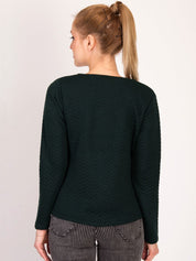 Kotty Women Green Self Design Open Front Jacket