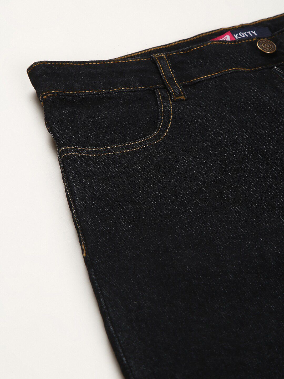 Kotty Women Black Solid Cotton High-Rise Crop Flared Jeans