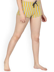 Kotty Women Yellow & Grey Printed Lounge Shorts KTTSLEEPSHORTS233