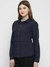 Kotty Women Blue Solid Tailored Jacket