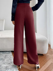 Maroon Relaxed Fit High-Rise Pleated Parallel Trousers