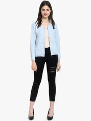 Kotty Women Blue Self Design Lightweight Tailored Jacket