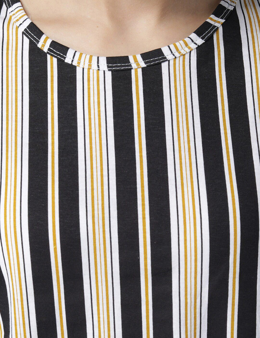 Kotty Women Black & White Striped Night Suit