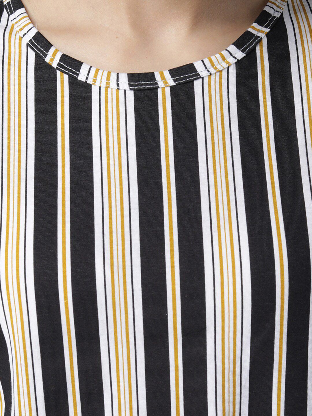 Kotty Women Black & White Striped Night Suit