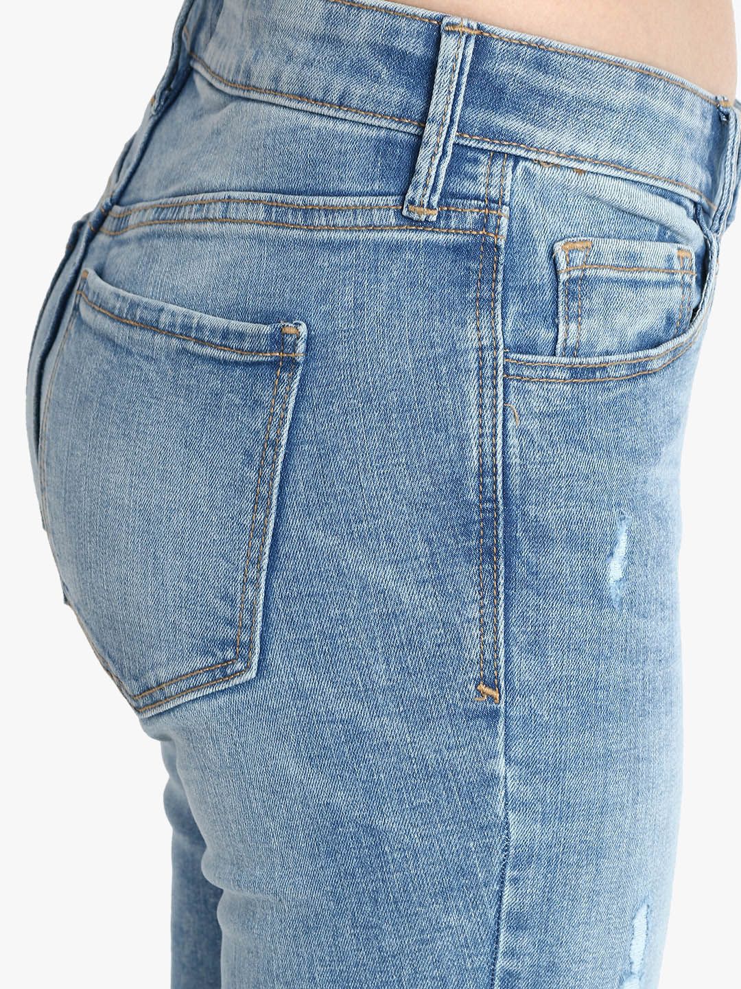 Kotty Women Blue Skinny Fit Mid-Rise Mildly Distressed Jeans