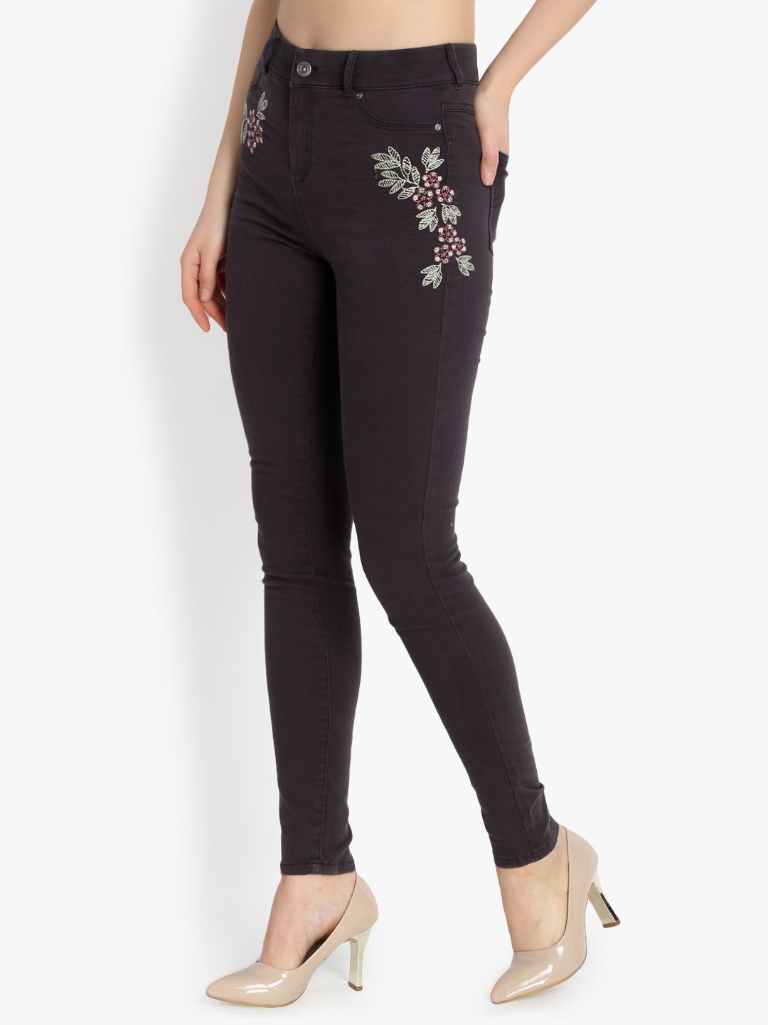 Kotty Women Black Skinny Fit High-Rise Clean Look Stretchable Jeans