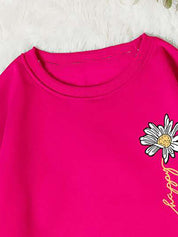 Kotty Floral Printed Pullover Fleece Sweatshirt