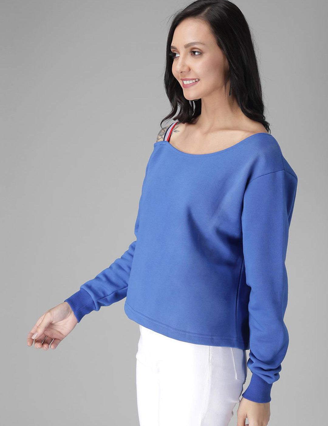 Kotty Women Blue Solid Sweatshirt