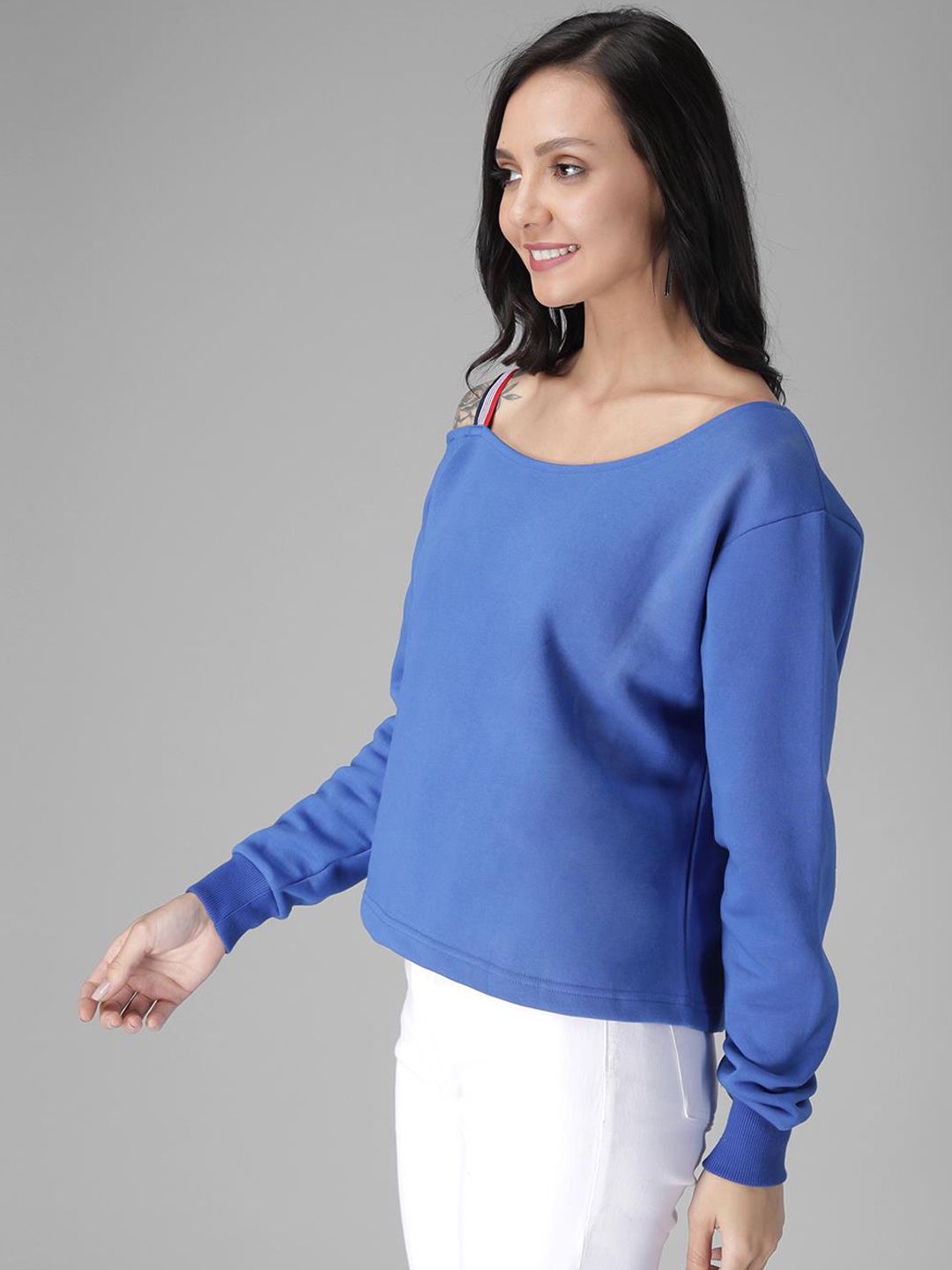 Kotty Women Blue Solid Sweatshirt
