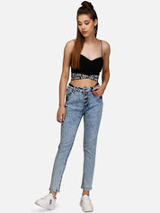 Kotty Women Blue Skinny Fit High-Rise Acid Washed Jeans