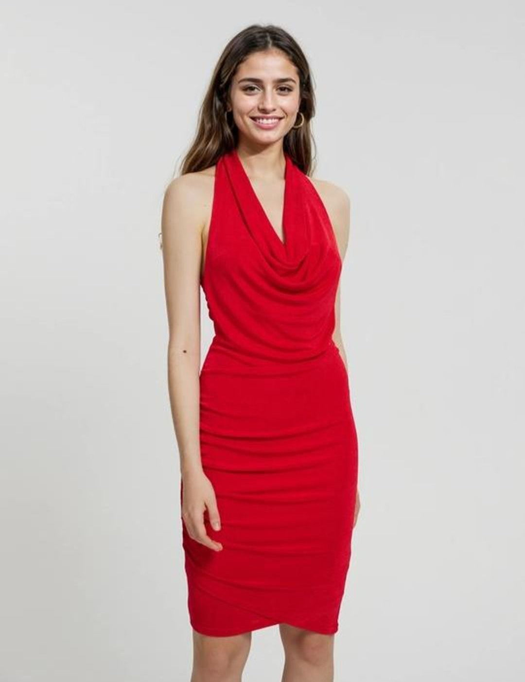 Kotty Cowl Neck Bodycon Midi Dress