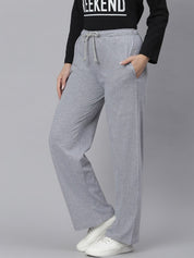 Kotty Women Grey Solid Straight-Fit Track Pants