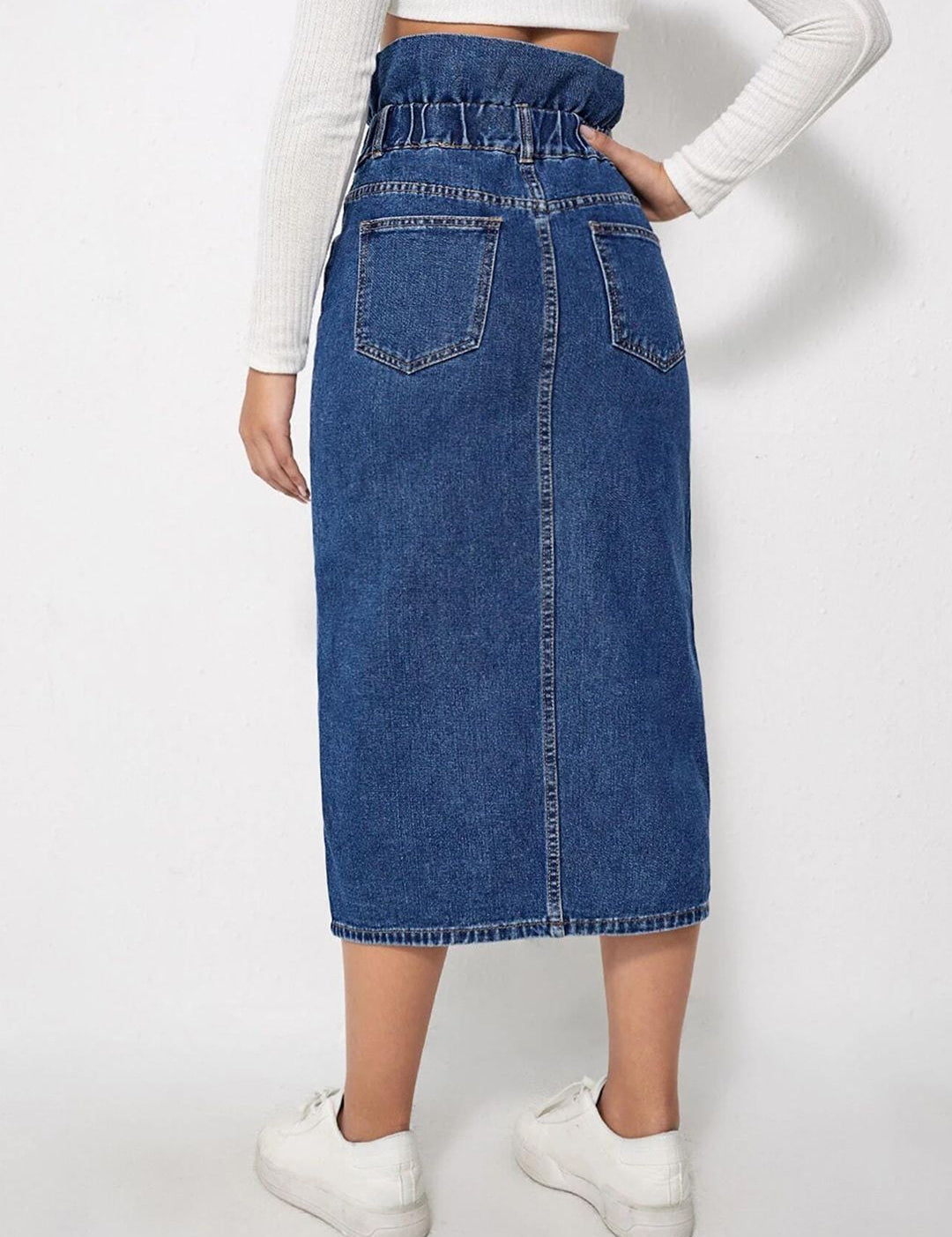 Kotty Denim Pencil Midi Skirt