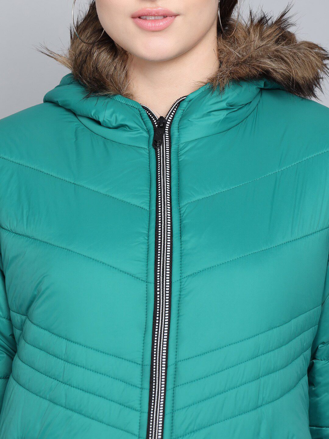 Kotty Women Green Hooded Puffer Jacket
