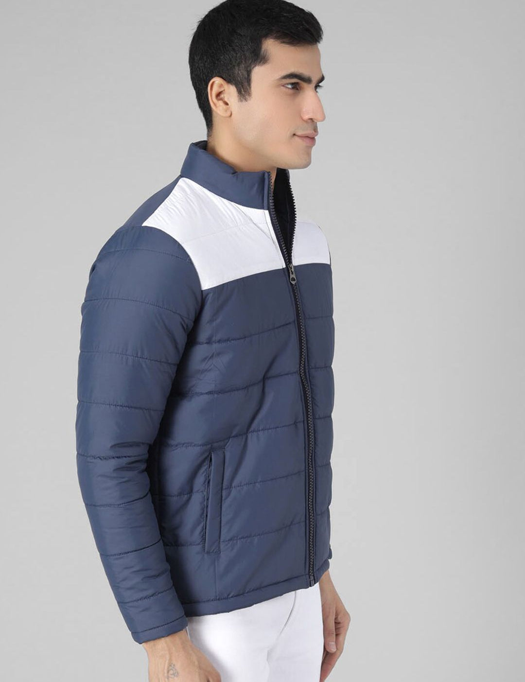Kotty Men Blue Colourblocked Puffer Jacket