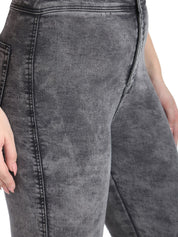 Kotty Women Charcoal Grey Skinny Fit High-Rise Clean Look Stretchable Cropped Jeans