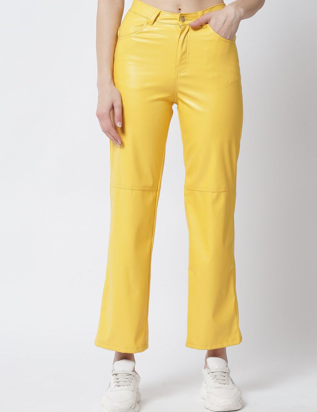 Kotty Women Yellow Relaxed Straight Fit Trousers