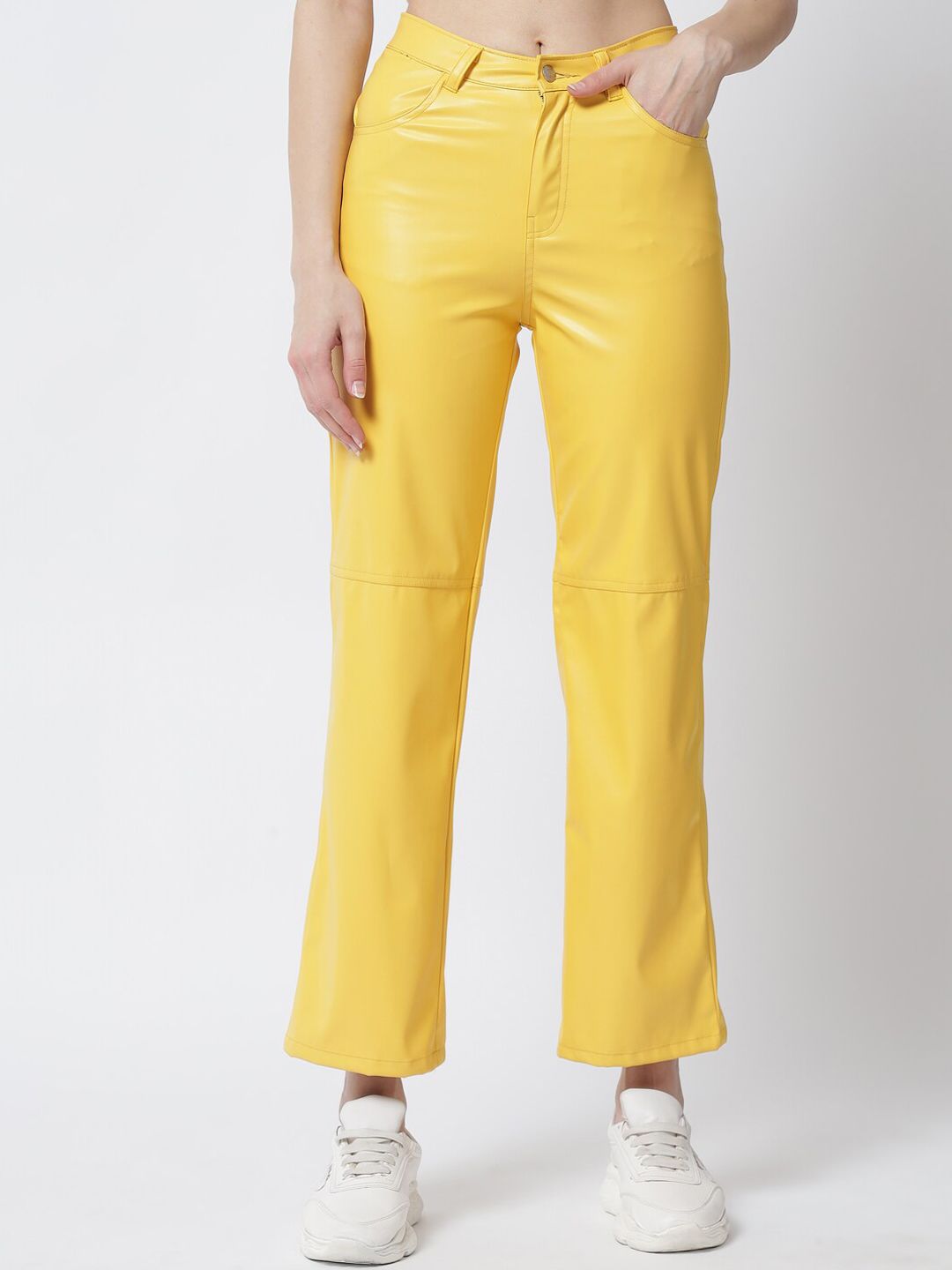 Kotty Women Yellow Relaxed Straight Fit Trousers