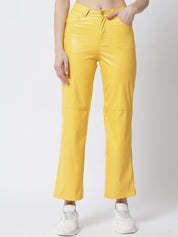 Kotty Women Yellow Relaxed Straight Fit Trousers