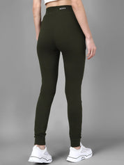 Kotty Women Olive Green & White Printed Joggers