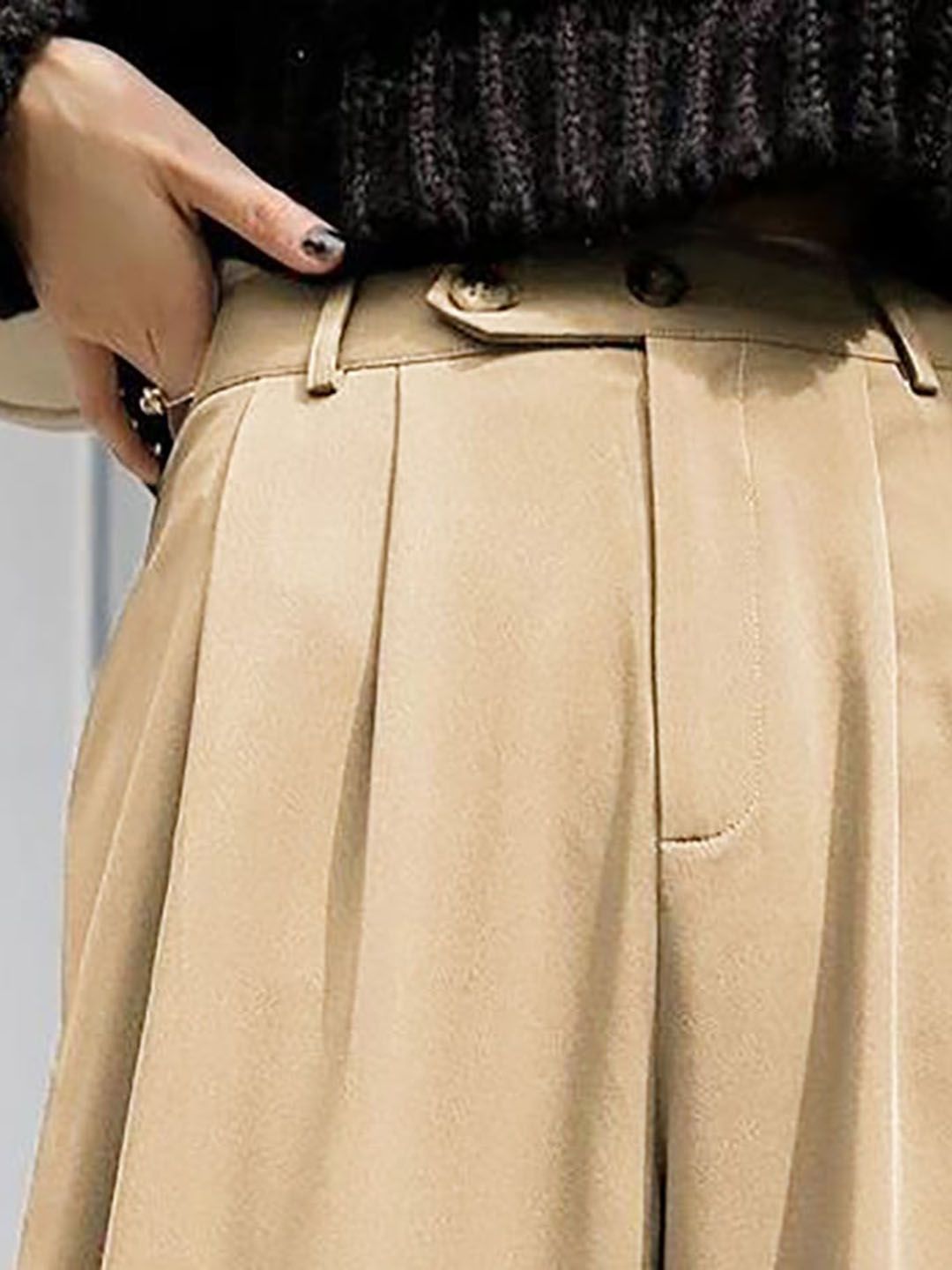 KOTTY Basics Women Straight Fit High-Rise Pleated Parallel Trousers