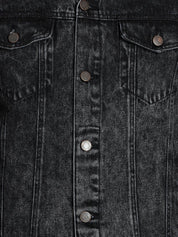 Kotty Men Black Solid Denim Jacket