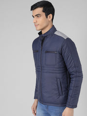 Kotty Men Blue Solid Padded Jacket