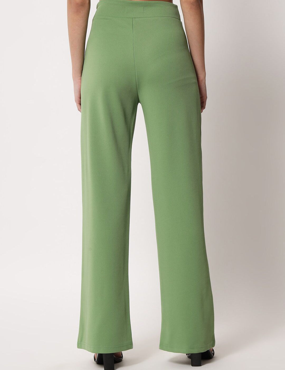 Kotty Women Green Relaxed Bootcut High-Rise Easy Wash Trouser