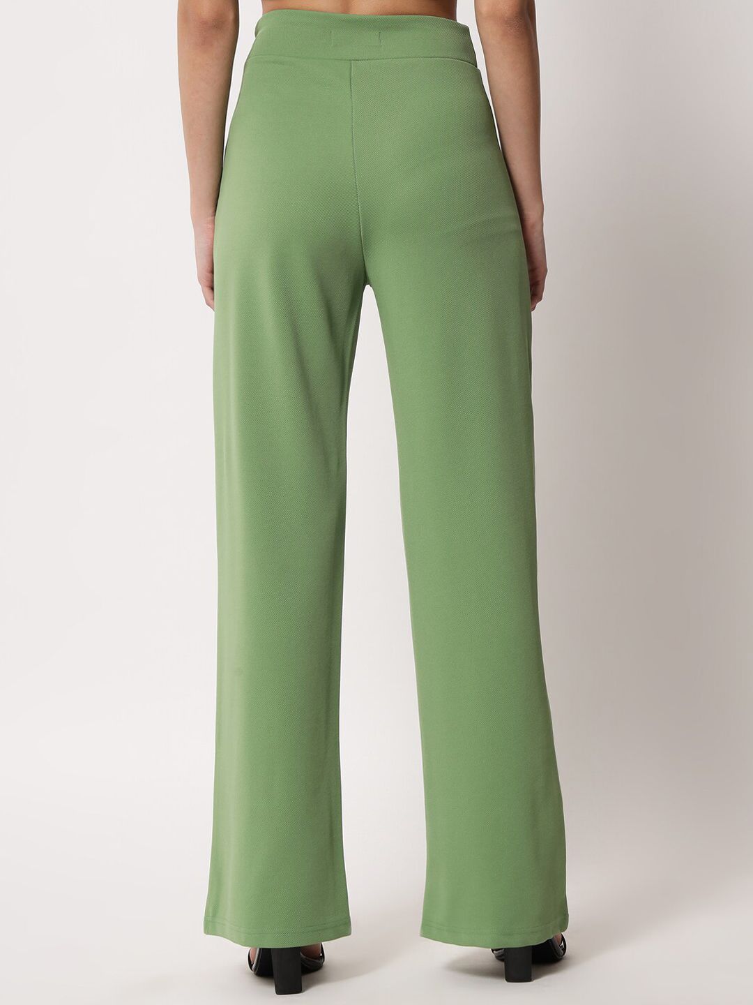 Kotty Women Green Relaxed Bootcut High-Rise Easy Wash Trouser