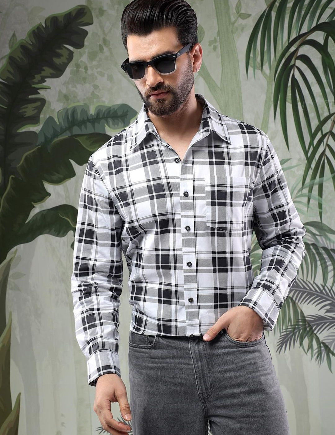 Kotty Men Tartan Checks Opaque Checked Casual Shirt