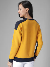 Kotty Women Yellow & Blue Colourblocked Sweatshirt