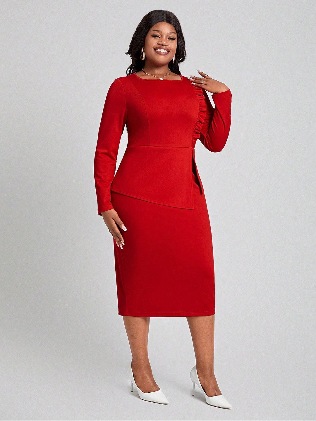 CURVE BY KOTTY Plus Size Peplum Midi Dress