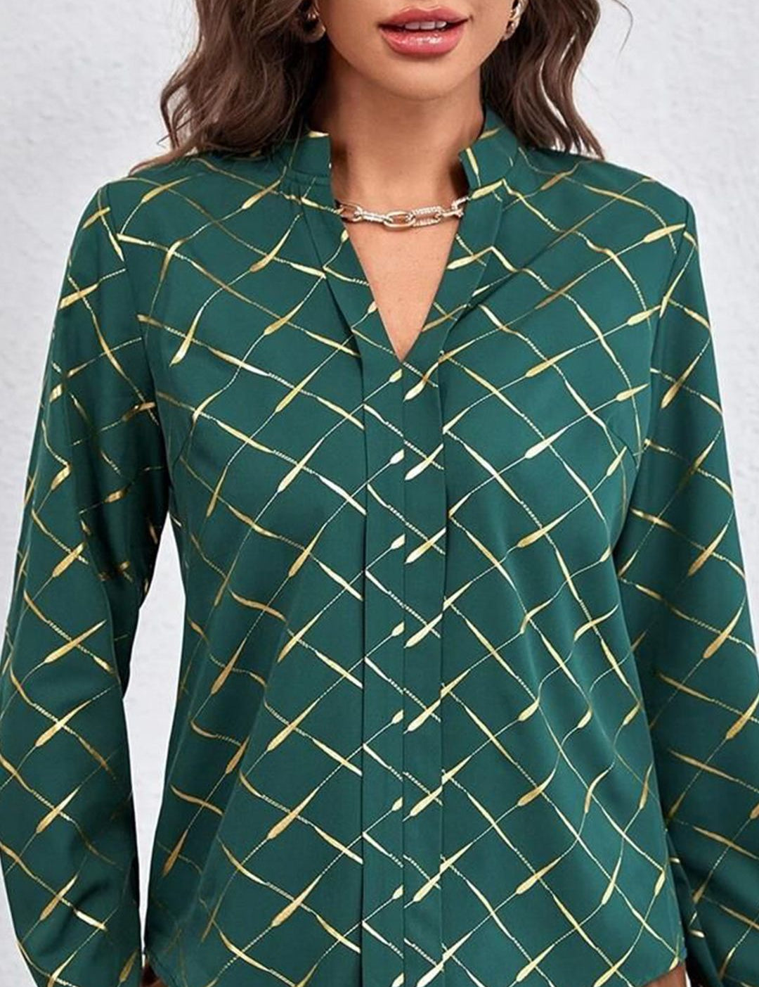 Kotty Geometric Printed Crepe Shirt Style Top