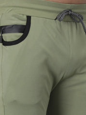 Kotty Men Olive Green & Black Striped Track Pants