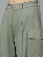 Kotty Women High-Rise Easy Wash Cotton Cargos Trousers