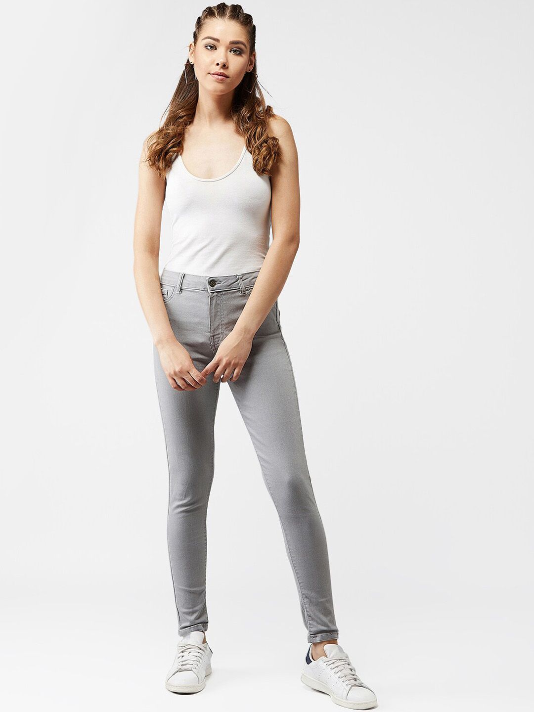 Kotty Women Grey Skinny Fit High-Rise Clean Look Jeans