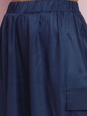 Kotty Women Solid Relaxed Mid-Rise Regular Fit Cargo Style Parachute Trousers