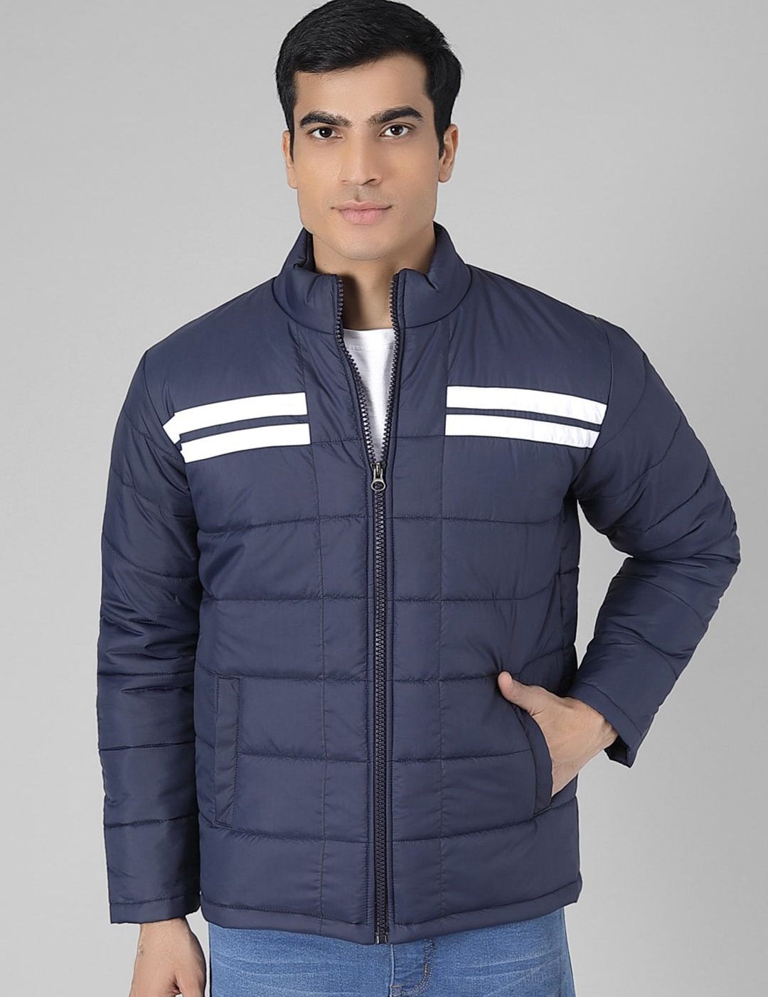 Kotty Men Blue Solid Puffer Jacket