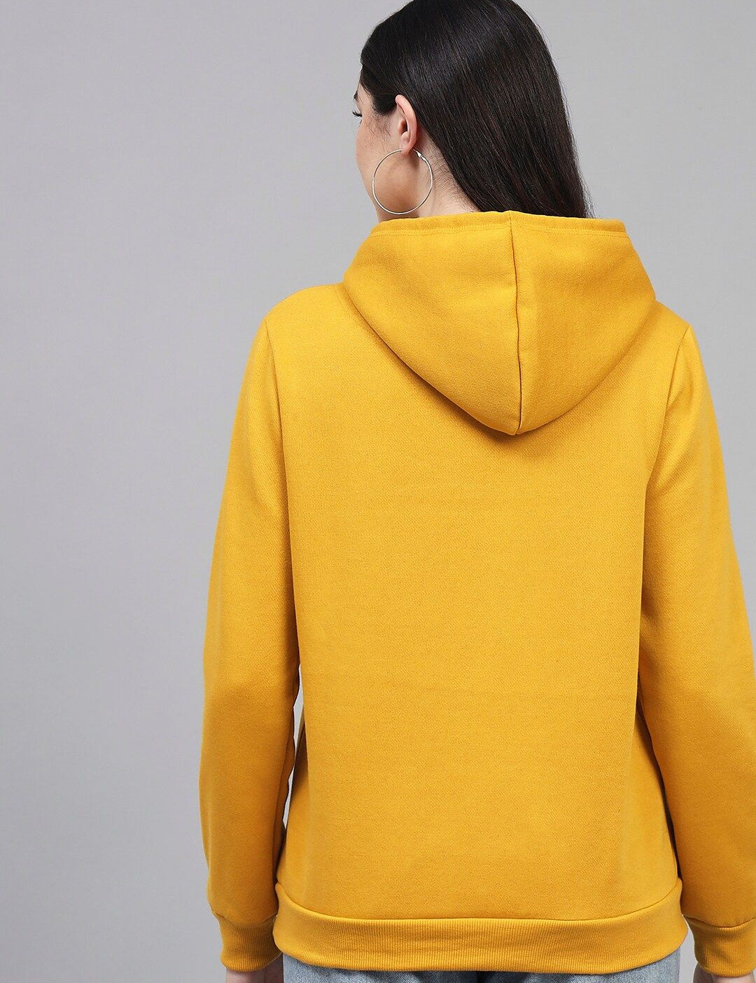 Kotty Women Mustard Printed Hooded Sweatshirt