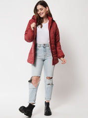 Kotty Women Maroon Longline Padded Jacket